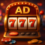 Golden slot machine with 777AD Game